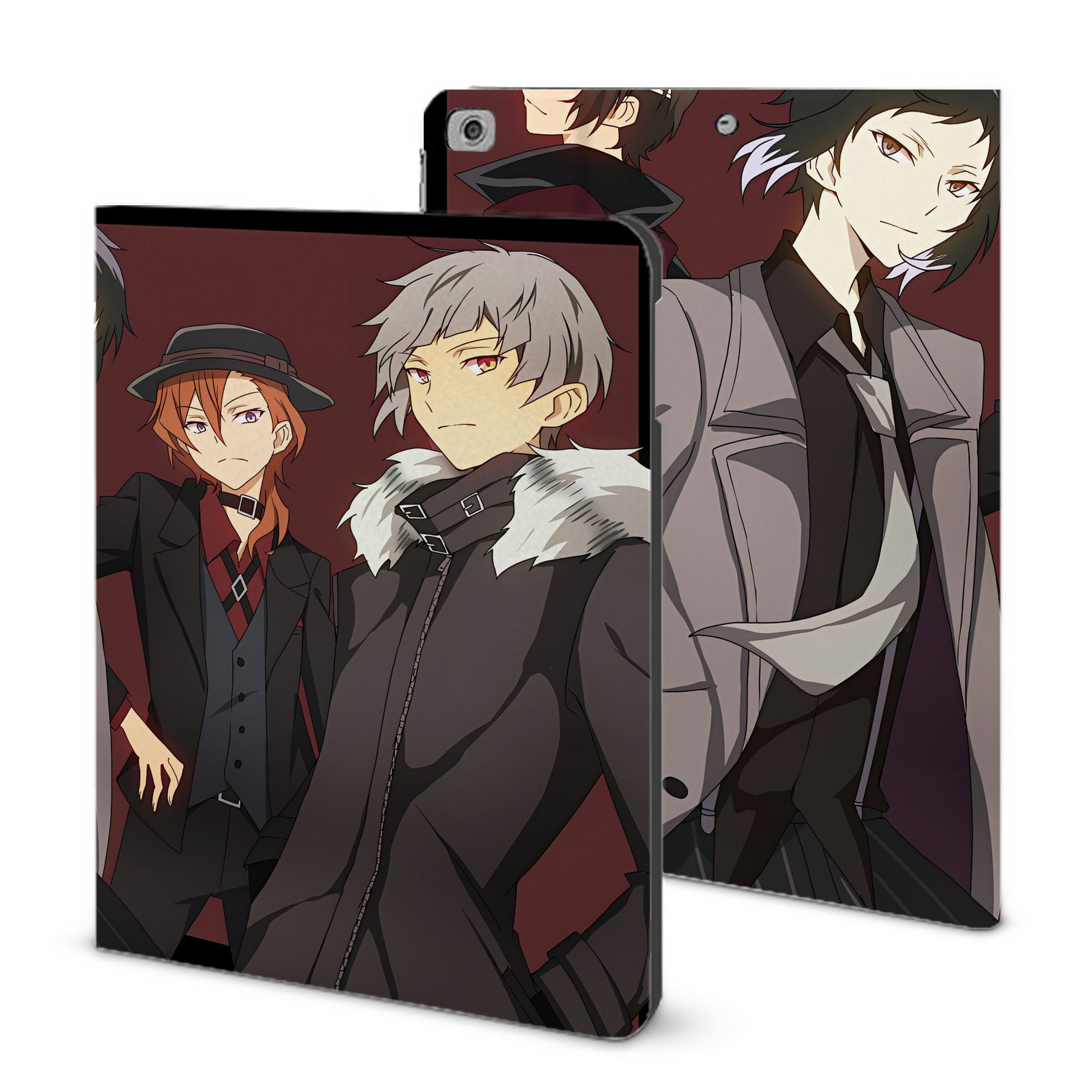 （画像用） 文豪ストレイドッグス Bungo Stray Dogs IPad ケース ブック型 PUレザー TPU 耐衝撃 軽量 薄型 ペン収納なし 全面保護 IPad 各モデル対応